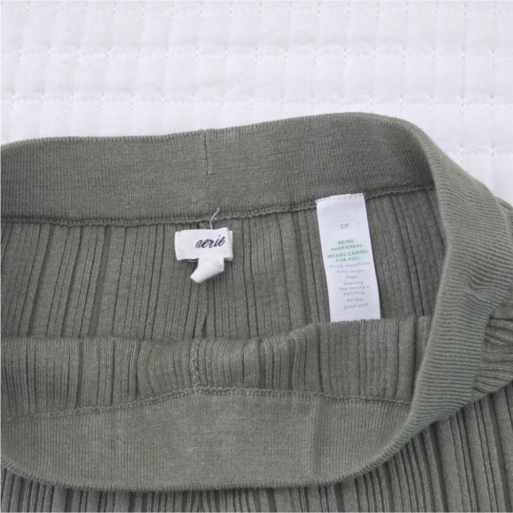 Aerie ribbed wide-leg pants in sage green Size S/P EUC - Picture 7 of 10